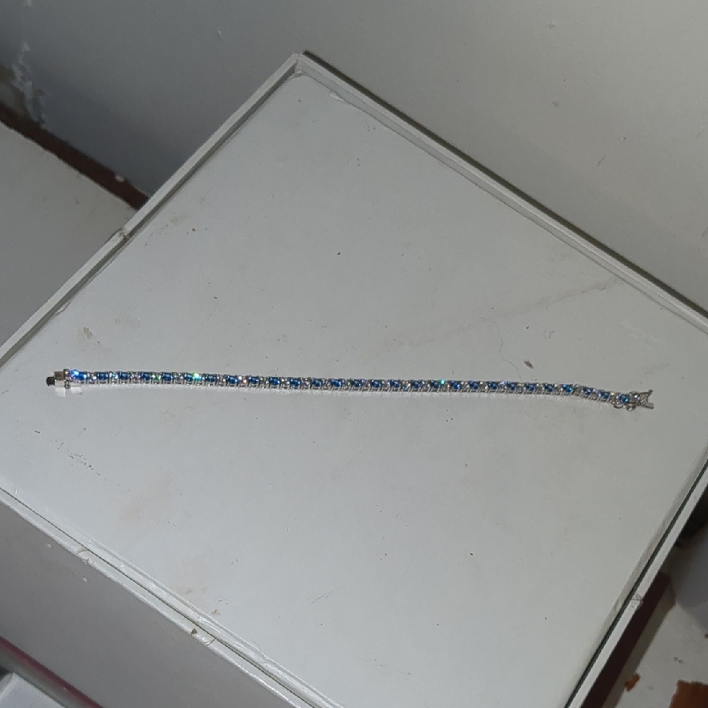 Elegant Blue and Silver Tennis Bracelet